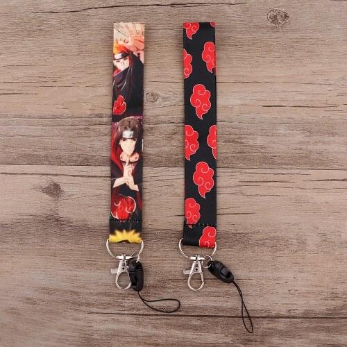 JF826 Anime Red Cloud Wrist Strap Lanyard Neck Strap for Key ID Card Cellphone Straps Badge Holder DIY Hanging Rope Accessories