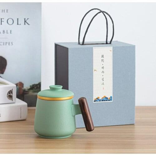 Ceramic Office Cup with Filter Tea Water Separating Tea Cup Retro Style Ceramic Cup Home Milk Coffee Juice Cup Drink Utensils