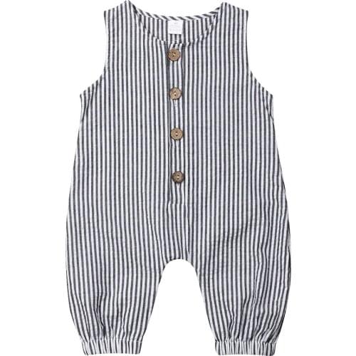 Baby Kids Boy Girl Infant Romper Striped Jumpsuit Sleeveless Overall Cotton Clothes Outfits Set Summer Clothes 2019