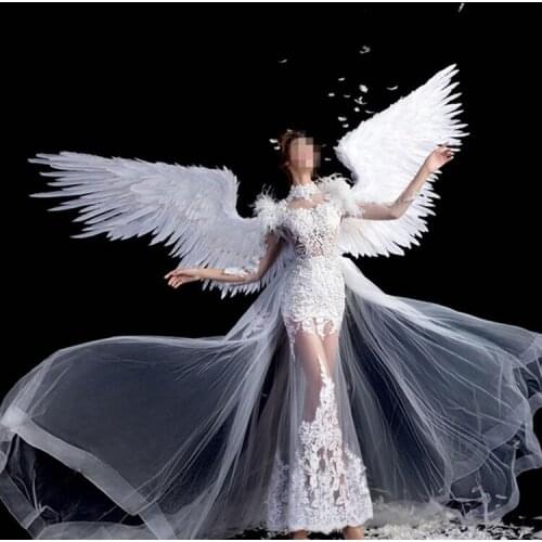 Costumed beautiful white angel feather wings for wedding Photography Display Party wedding decoration Cosplay fashion show props