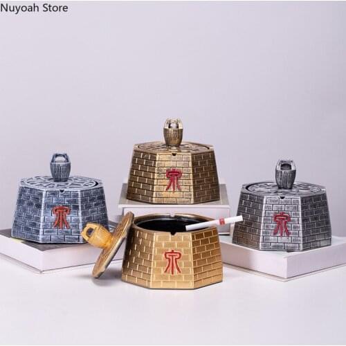 Creative Plaster Ashtray Home Living Room Retro Ashtray Decoration Crafts Ashtray Office Anti-fly Ash Storage Box Decoration