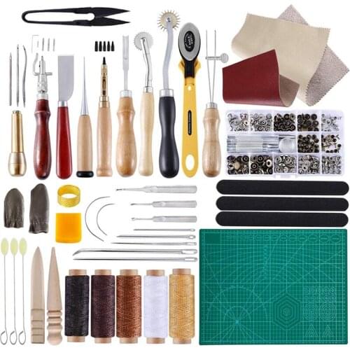 LMDZ 42 PcsComplete Leather Craft Tool Sets DIY Craft Supplies for Beginner-Hand Sewing Tools for Stitching/Punching Canvas