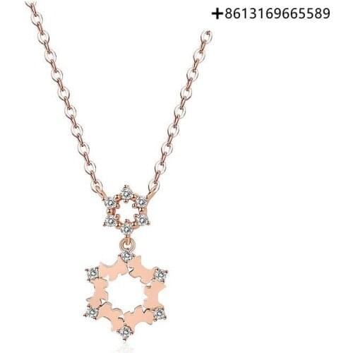Fashionable necklace female snowflake contracted temperament pendant female jewelry 925 silver clavicle chain female new style