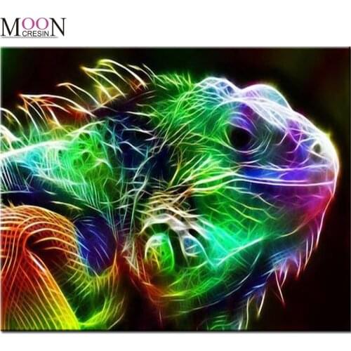 MOONCRESIN 5D DIY Diamond Painting Colored Animal Picture Full Square/Round Embroidered Cross Stitch Gift Home Decor Rhinestones