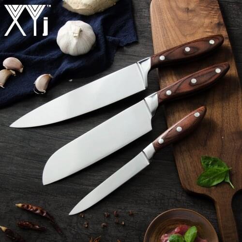 7CR17 High Carbon Stainless Steel Kitchen Knife Set 3Pcs Japanese Chef Santofu Utility Knives Set Meat Cleaver Vegetable Fruit