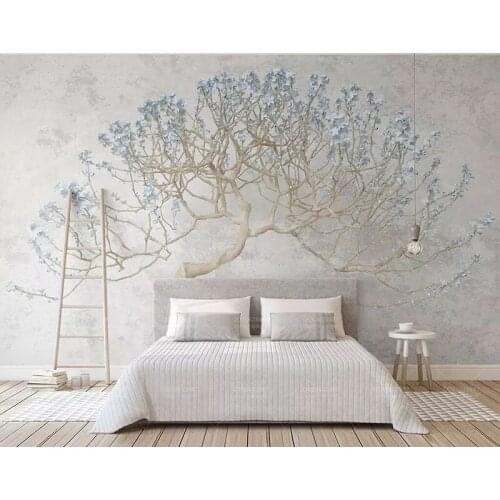 8d Flowering Tree Wall paper Mural 3D Flower Branch Wallpaper sticker paper For Living room Sofa Background Wall Murals Decor