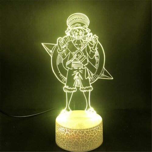 One Piece 3D Visual Lamp Anime Luffy Figure Table Lamp LED Night Lights Touch Button Desk Lamp USB Decorative Lighting Kids Gift