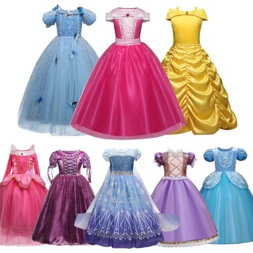 Girls Princess Dress Kids Halloween Cosplay Costume Children Snow Queen Sleeping Beauty Fancy Dress Up Christmas Clothes