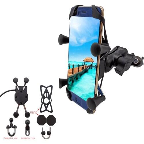 For Suzuki GS550M GSX1100F GSX600 600 750 Katana DL650 Motorcycle Mobile Phone Stand Holder With USB Charger 360 Rotatable