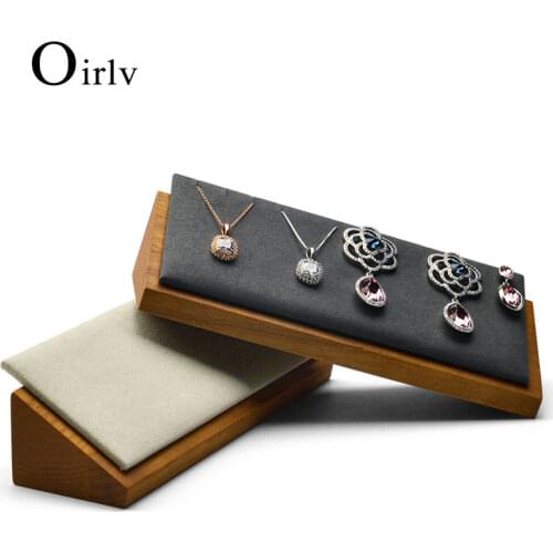 Oirlv Solid wood necklace Holder and pendant display stand with microfiber for jewelry exhibition