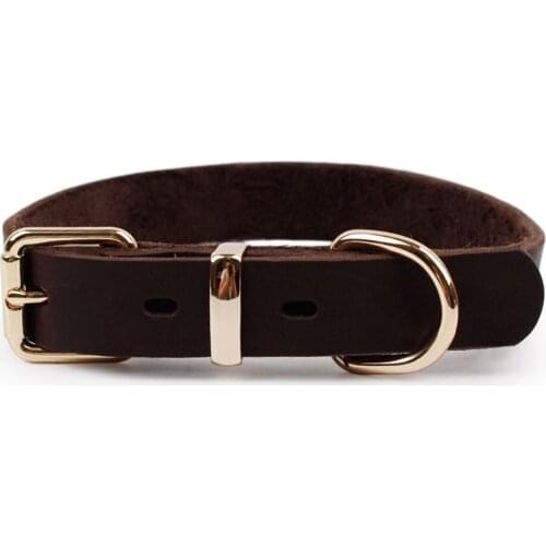 Durable Dog Collar Quality Genuine Leather Dog Collar Heavy Duty Rustproof Pet Collar For Medium Large Dogs French Bulldog Leads