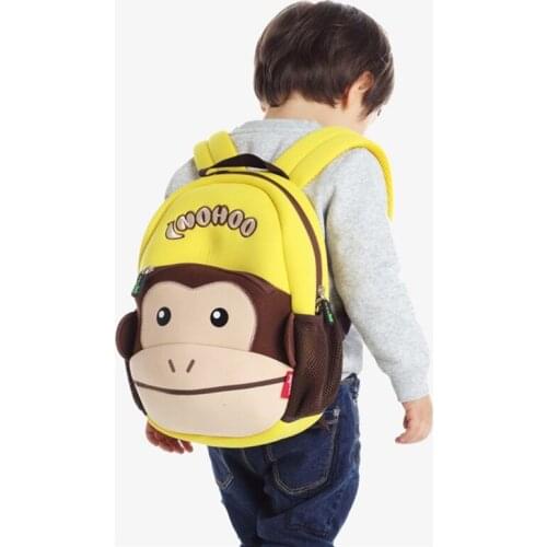 3D Cartoon Yellow Monkey School Backpack for Kids Kindergarten Boys School Backpack Toddler Girls Child Book Bag Mochila Escolar