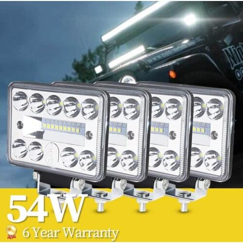 18 LED Light Bar IP67 54w Square Light Work Flooding LED Spotlight 12V 24V LED Fog Lamps Car Driving Lights Car Accessories