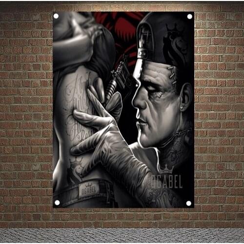 Tattoo Artist Posters Banners Wall Hanging Ornaments Skull Tattoo Art Flags Canvas Painting Wall Decor Wall Sticker Tapestry