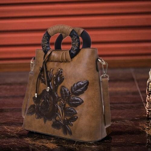 Women Flower Handbag Leather Ladies Tote Crossbody Shoulder Bag Purse Satchel Top Handle Bags