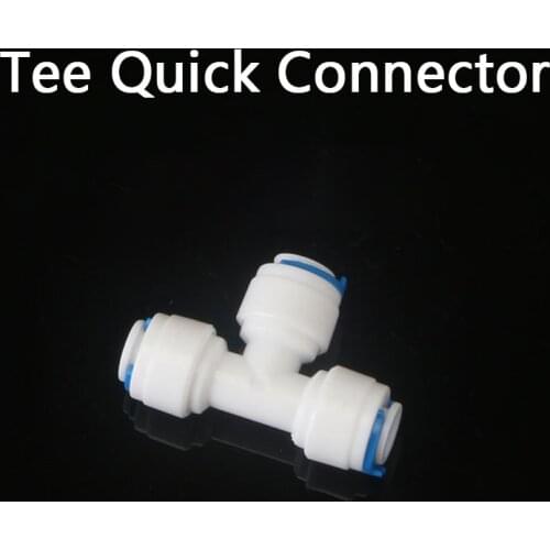 1/4" ID Tube Tee Type PE Pipe Fitting Hose Plastic Quick Connector Aquarium RO Water Filter Reverse Osmosis System 1 Pcs