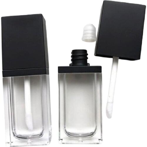 10ml Black Lip Gloss Tubes Empty Cosmetic Containers Flat Travel Bottle Refillable Lipgloss Tube Fashion Wand Tube 25pcs/lot