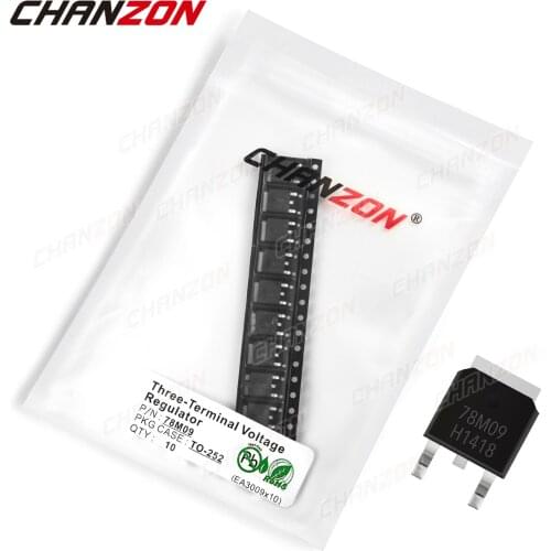 10Pcs 78M09 TO-252 Three-Terminal Voltage Regulator Transistor Bipolar Junction BJT Tube Fets SMD Integrated Circuits
