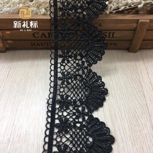 15Yards White Scallop Embroidered Lace Trim Black Lace Appliques Ribbon African Cord Lace Fabric Sewing Pizzo Dentelle Blanche