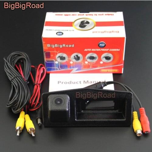 BigBigRoad Car Trunk Handle Rear View Parking CCD Camera For Cadillac XTS ATS 2013 2014 2015 2016 Night Vision Waterproof