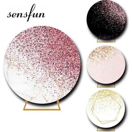 Sensfun Glitter Shiny Round Backdrop Cover Lady Woman Sweet Girl Birthday Wedding Party Circle Photography Background Customized