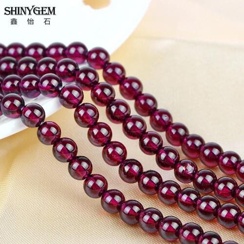 ShinyGem A Grade Round Garnet Beads 3.5-5mm Purple Red Garnet Genuine Natural Stone Loose Beads For DIY Jewelry Making Necklace