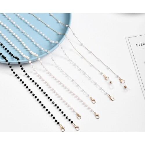 2021 New Mask Chains Lanyards Pearl Crystal Glass Eyeglasses Chain Mask Hanging Rope Detachable Metal Copper Chain