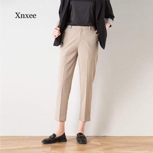 Business Nine-Point Suit Cropped Trousers Solid Womens High Waist Slim Commuter Harem Pants 2021 Spring New Temperament Legging