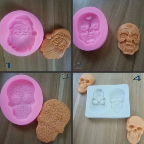 Halloween Different Skull Shape Cake Decoration Mold Fondant Chocolate Liquid Silicone Mold