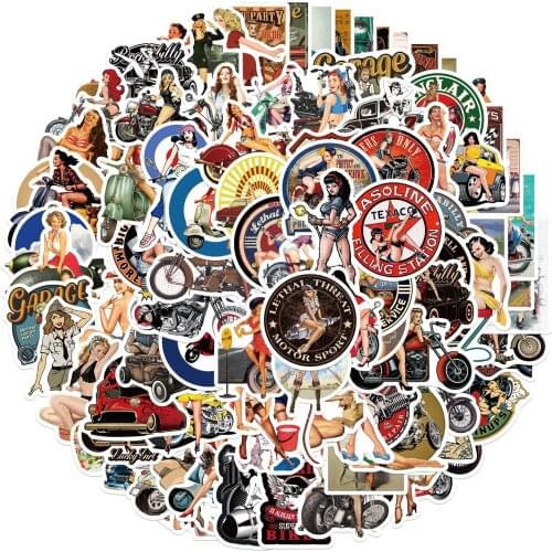 25/50PCS Classic Retro Girl on a cannonball Stickers Motorcycle Laptop Decal Pegatina Snowboard Skateboard Guitar Sticker