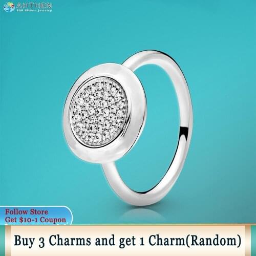 Ahthen 925 Sterling Silver Rings Round Pavé Rings 925 Silver Women Rings Ngagement Ring Women Jewelry Making Girl Rings