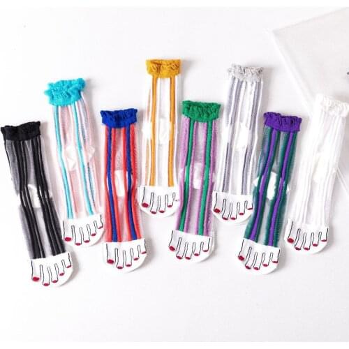 Summer Womens Transparent Socks 1 Pair Thin Summer Striped Cool Breatheable Socks Color Socks for Woman Female Socks EU 35-43