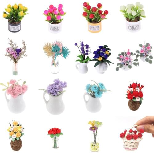 Simulation Potted Plants Green Mini Tree Potted For 1:12 Dollhouse Miniature Green Plant In Pot Doll House Furniture Home Decor