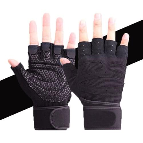 Men Workout Gloves Half Finger Training Gloves with Wrist Support for Dumbbell Fitness Exercise Gym Crossfit Fingerless Gloves