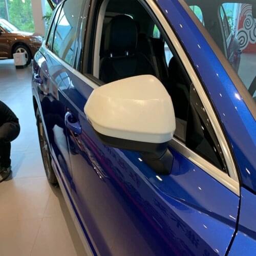 For Audi Q3 F3 2019 2020 Carbon Fiber Chrome Car Side Door Rearview Mirror Cap Cover Trim Car Styling Accessories