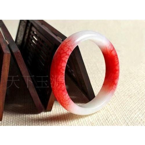 Natural Genuine beautiful Red Chicken Blood Jade Jadeite Bangle Bracelet 56-61mm