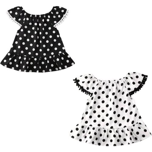 Girl Dress 2020 Cute Toddler Baby Girl Off-Shoulder Polka Tassel Dress Party Prom Summer Clothes Size 1-5Y