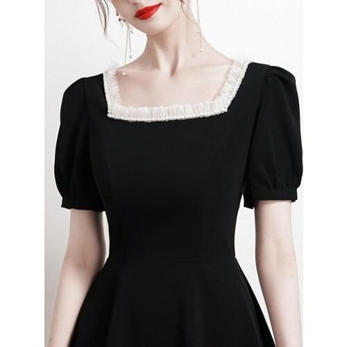 Black Evening Dress Women Usually Wear Ladies Temperament Dress Dress Short French Summer Light Luxury and Elegance Skirts