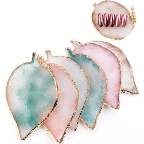 Leaf Shape Resin Nail Art Palette Gel Nail Polish Nail Art Drawing Color Palettes Cream Foundation Mixing Nail Display Tool