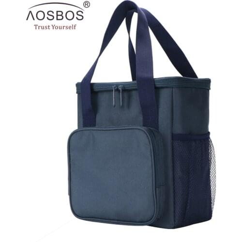 Aosbos Portable Waterproof Oxford Lunch Bags for Kids Women Men Large Capacity Thermal Lunch Bag Insulated Travel Picnic Tote