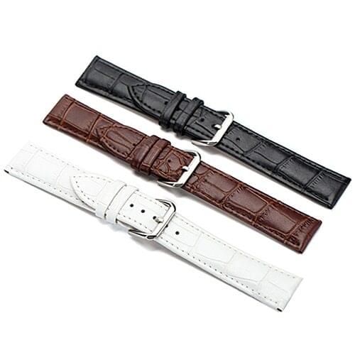 Womens Mens Unisex Faux Leather Watch Strap Buckle Band Black Brown White