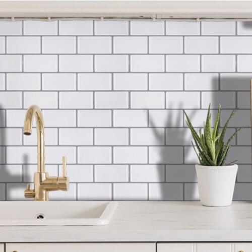 3D Tile Brick Mosaic Wallpaper Sticker Self Adhesive Kitchen Bathroom Decor Peel And Stick Tile for Kitchen Backsplash 30.5cm