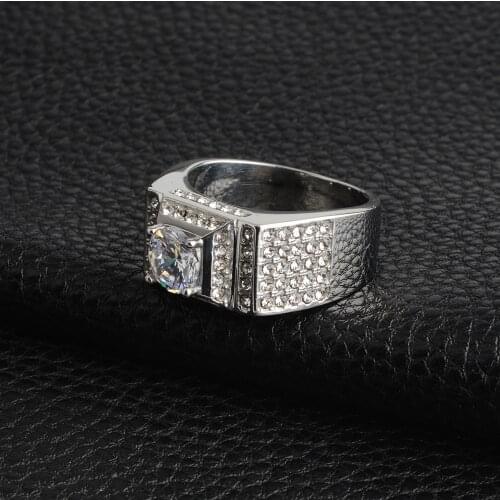 Silver Color Trendy Full Of CZ Stainless Steel Engagement Gemstones CZ Ring For Women Drop shipping Custom Made Accepted