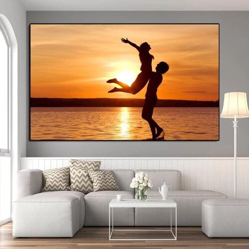 Modern Wall Art Canvas Painting Lovers By The Sea Posters and Prints Wall Art Picture Canvas Print For Living Room Home Decor