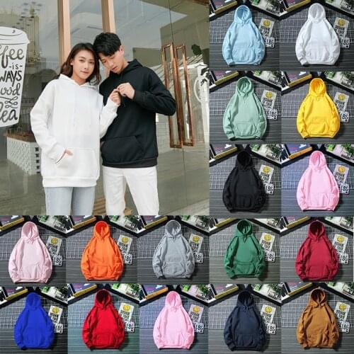 Plus Size S-4XL 20 Colors Option Women Fashion Korean Style Hoodies Casual Hoody Pocket Long Sleeve Pullover Sweatshirt Coats