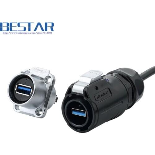 USB Outdoor IP65 / IP67 USB 3.0 Waterproof Connector Male plug & Female socket Water proof Connectors For industry PC computer