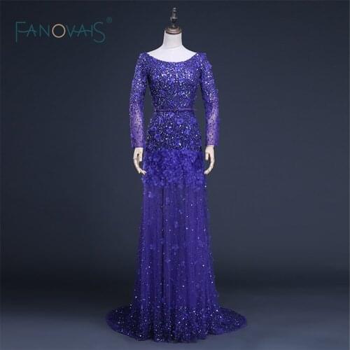 Latest Elegant Night Dress Long Hot Sell Exquisite Long Sleeve Shine Party Wear Sexy Sheer High Quality Evening Dress(ASA-009)