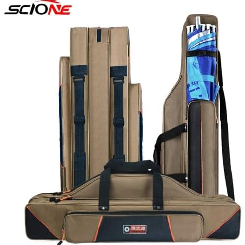 Oxford Waterproof Fishing Bag 2/3 Layer Fishing Rod Tools Outdoors 80cm 110cm Scratchproof Men Big Fishing Handbags XA193G
