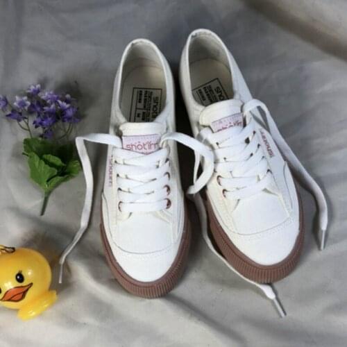 QWEDF Spring Women Canvas Shoes Sneakers Breathable Flats Women Shoes Low Top Lace-up Casual Woman Tenis Shoes Feminino X1-95