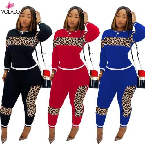 2020 Leopard Camouflage Two Pieces Set Womens Sports Suit Long Sleeve Sweatshirt and Sweatpants Casual Tracksuit Jogging Femme